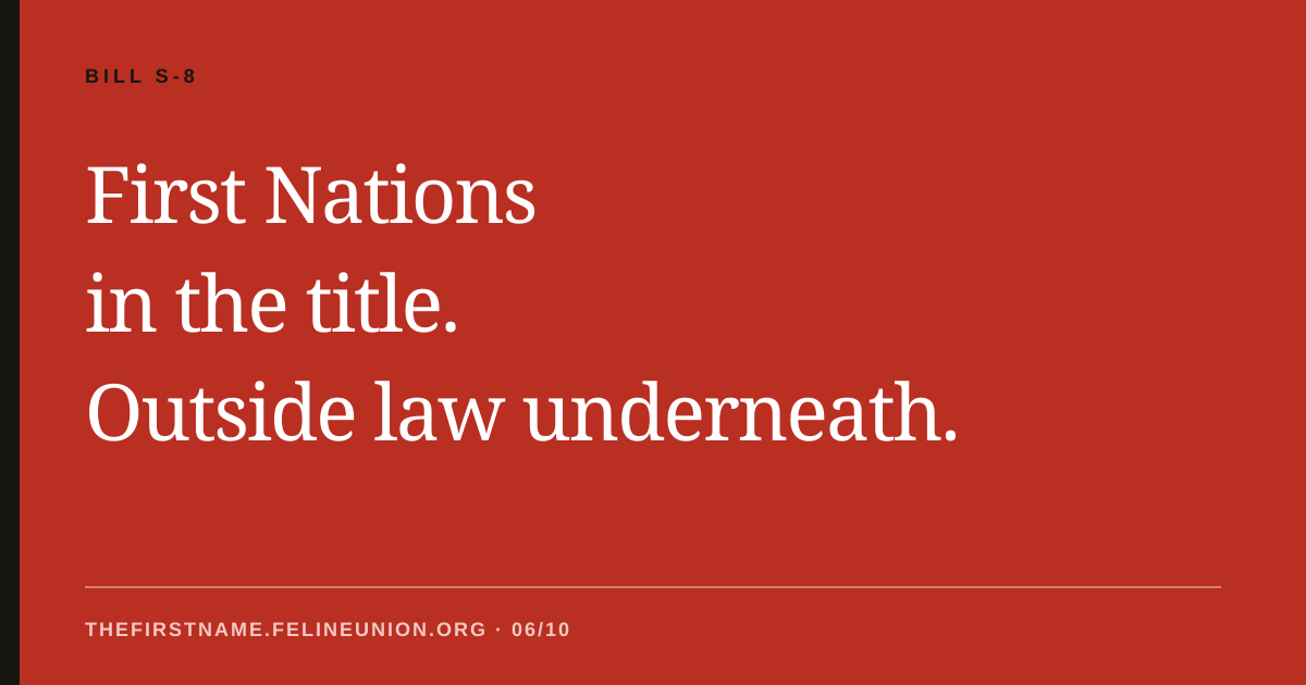First Nations in the title. Outside law underneath.