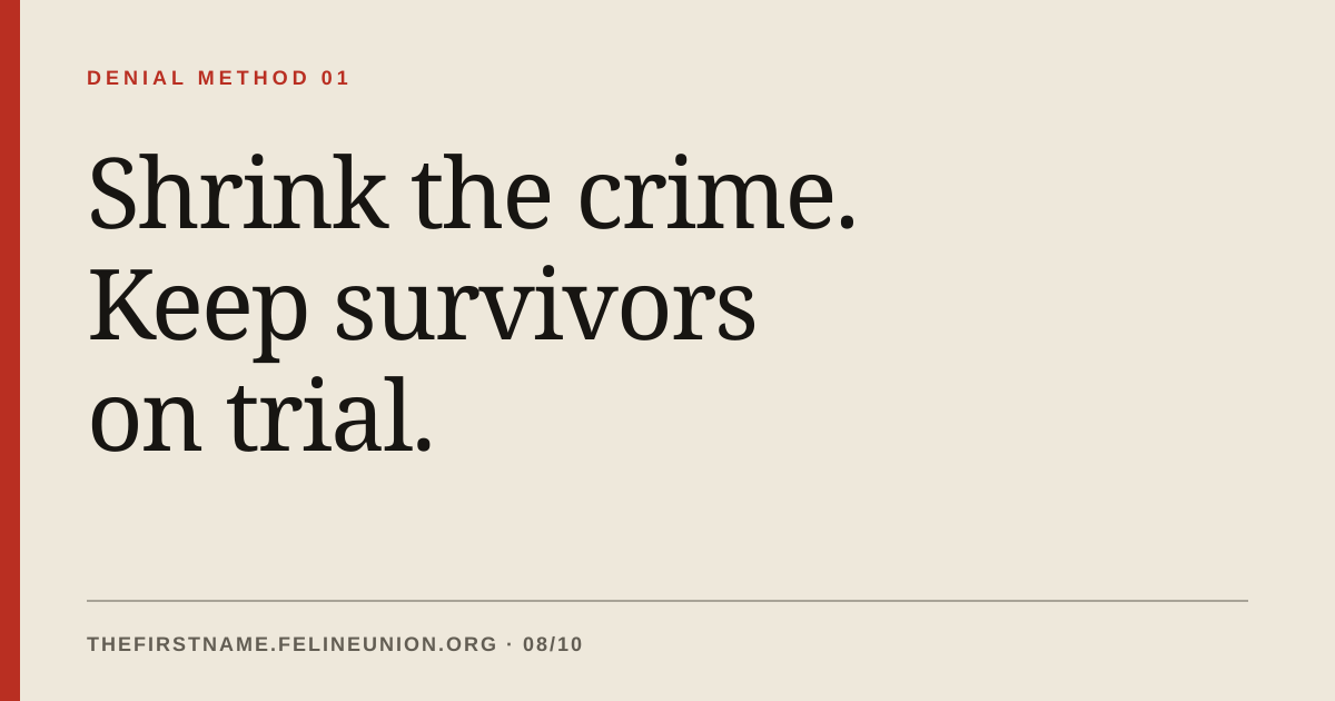 Shrink the crime. Keep survivors on trial.